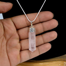 Load image into Gallery viewer, Rose Quartz Pencil Pendant with Chain - Helps in Love, Compassion, and Emotional Healing - Suitable for All
