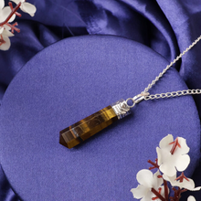 Load image into Gallery viewer, Tiger Eye Pencil Pendant with Chain - Helps in Protection, Confidence, and Focus - Suitable for All
