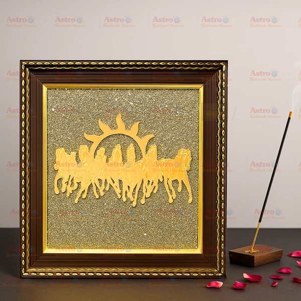 7 Horses Raw Pyrite Frame – Symbol of Success, Wealth, and Rapid Growth – Perfect for Home & Office