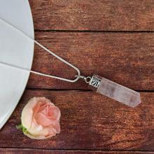 Load image into Gallery viewer, Rose Quartz Pencil Pendant with Chain - Helps in Love, Compassion, and Emotional Healing - Suitable for All
