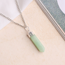 Load image into Gallery viewer, Green Aventurine Pencil Pendant with Chain - Helps in Prosperity, Healing, and Luck - Suitable for All
