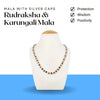 Rudraksha & Karungali Mala with Silver Caps – Symbol of Protection, Wisdom, and Positivity
