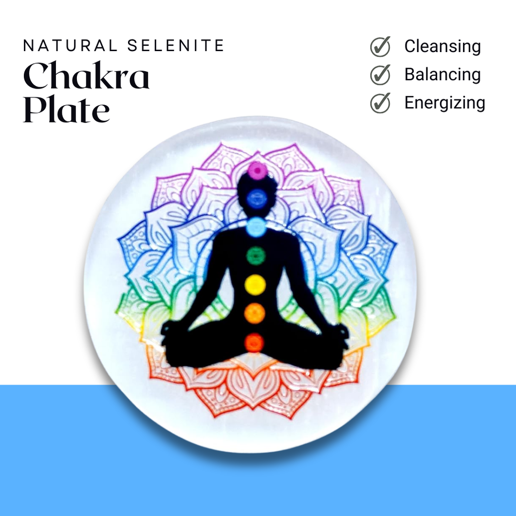 Natural Selenite Chakra Meditation Charging Plate for Energy Healing and Balance