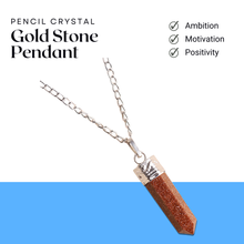 Load image into Gallery viewer, Goldstone Pencil Pendant with Chain - Helps in Confidence, Motivation, and Positive Energy - Suitable for All
