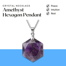 Load image into Gallery viewer, Amethyst Hexagon Pendant – Symbol of Peace, Intuition, and Rest – Perfect for Daily Wear

