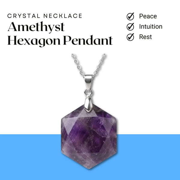 Amethyst Hexagon Pendant – Symbol of Peace, Intuition, and Rest – Perfect for Daily Wear