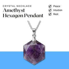 Amethyst Hexagon Pendant – Symbol of Peace, Intuition, and Rest – Perfect for Daily Wear