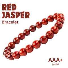 Original Red Jasper Round Beaded Bracelet: Relaxation Healing & Protection for Unisex