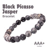 Close-up of Black Picasso Jasper bracelet showing intricate details and natural Black Picasso Jasper stone.