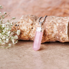 Load image into Gallery viewer, Rose Quartz Pencil Pendant with Chain - Helps in Love, Compassion, and Emotional Healing - Suitable for All
