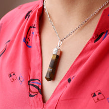 Load image into Gallery viewer, Eye of the Tiger Pendant – Pencil Necklace for Protection, Confidence &amp; Focus
