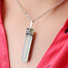 Load image into Gallery viewer, Opalite Pencil Pendant with Chain - Helps in Clarity, Calmness, and Spiritual Growth - Suitable for All
