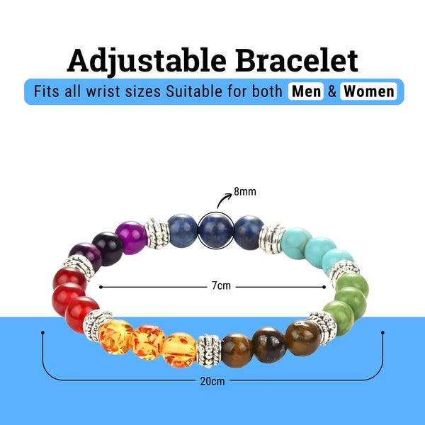 7 Chakra Bracelet – Original Reiki & Feng Shui Crystal Jewelry | Unisex - Pack of 2