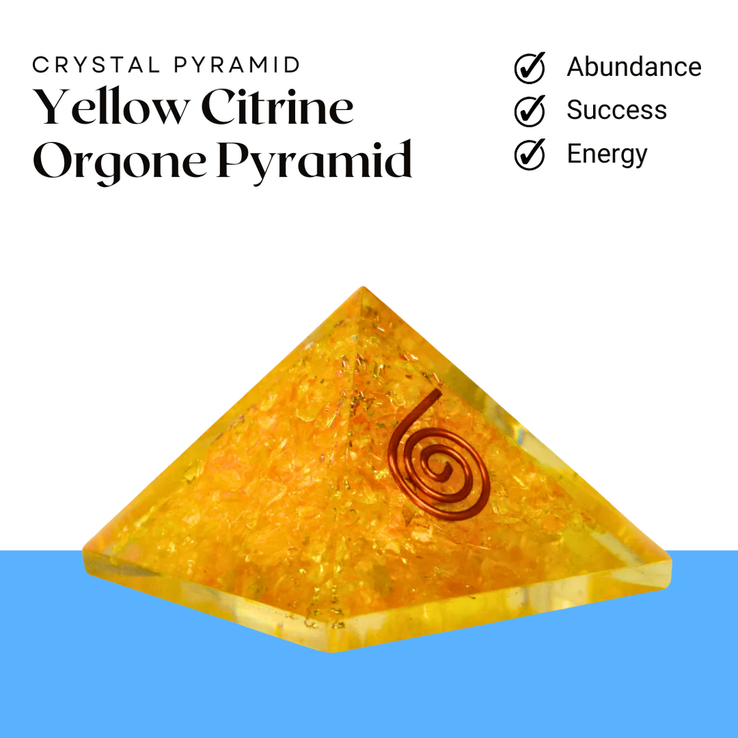 Reiki Healing & Vastu Feng Shui Yellow Citrine Orgone Pyramid - Manifestation, Success & Prosperity