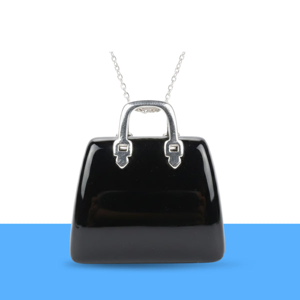 Black Tourmaline Mini Handbag Pendant – Symbol of Guarding, Grounding, and Shielding – Perfect for Daily Wear