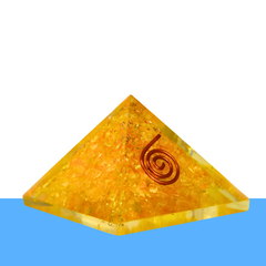 Reiki Healing & Vastu Feng Shui Yellow Citrine Orgone Pyramid - Manifestation, Success & Prosperity