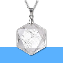 Clear Quartz Hexagon Pendant – Symbol of Energy, Amplification, and Clarity – Perfect for Daily Wear