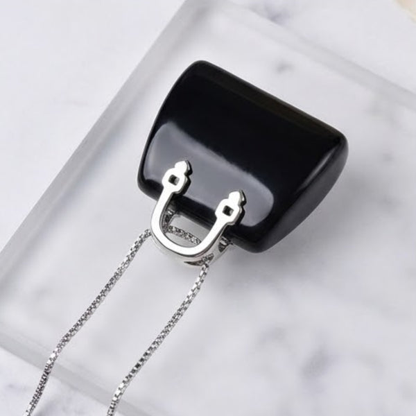 Black Tourmaline Mini Handbag Pendant – Symbol of Guarding, Grounding, and Shielding – Perfect for Daily Wear