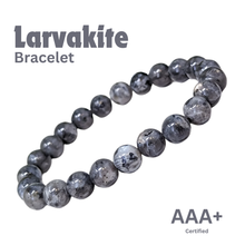 Load image into Gallery viewer, Close-up of Larvikite bracelet showing intricate details and natural Larvikite stone.
