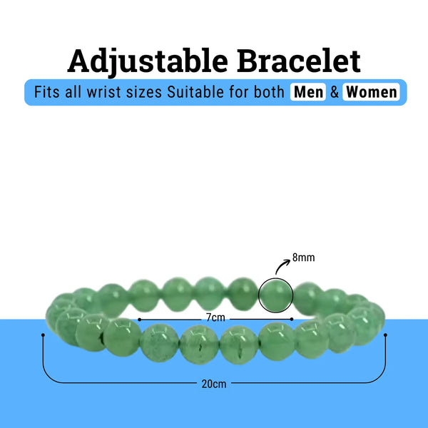 Wealth & Abundance: Green Aventurine Bracelet – Genuine Stone Healing Crystal for Men, Women & Kids