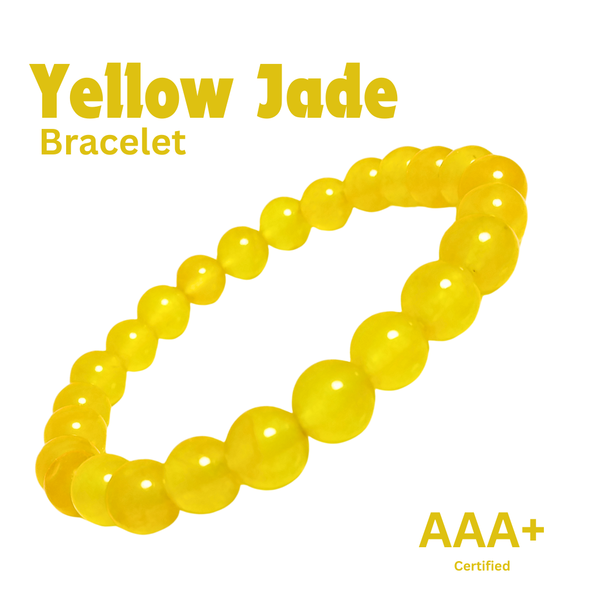 Close-up of Yellow Jade bracelet showing intricate details and natural Yellow Jade stone.