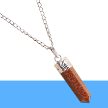 Load image into Gallery viewer, Goldstone Pencil Pendant with Chain - Helps in Confidence, Motivation, and Positive Energy - Suitable for All
