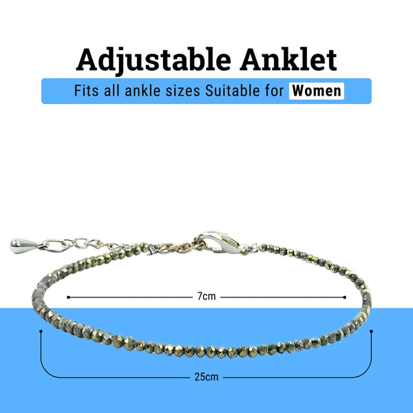 Pyrite Anklet – Symbol of Fortune, Willpower, and Protection – Perfect for Daily Wear - Pack of 2