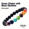Certified 7 Chakra Crystal Bracelet with Black Obsidian – Energy Healing & Spiritual Balance | Unisex