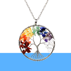 7 Chakra Tree of Life Pendant with Chain - Helps in Energy Balancing, Healing, and Spiritual Growth - Suitable for All