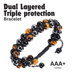 Close-up of Dual Layer Triple Protection bracelet showing intricate details and natural Dual Layer Triple Protection stone.