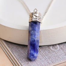 Load image into Gallery viewer, Sodalite Stone Pendant – Healing Crystal Pencil Necklace for Intuition &amp; Clarity
