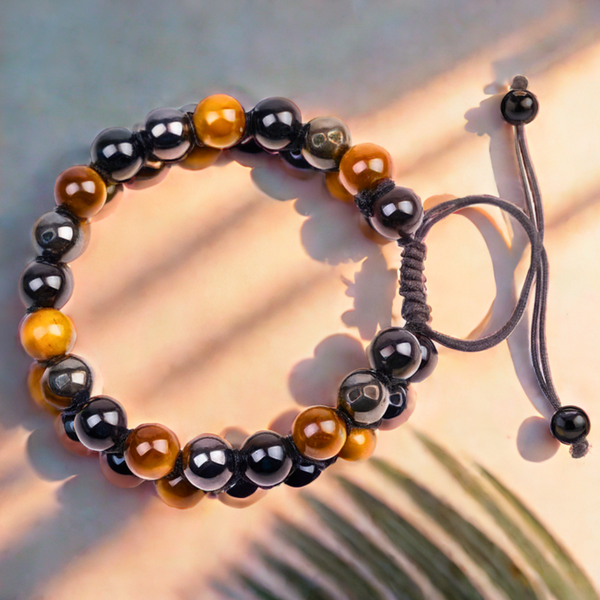 A collection of Dual Layer Triple Protection bracelet showcasing different styles and sizes along with their Dual Layer Triple Protection bracelet benefits.