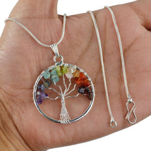 Load image into Gallery viewer, 7 Chakra Tree of Life Pendant with Chain - Helps in Energy Balancing, Healing, and Spiritual Growth - Suitable for All
