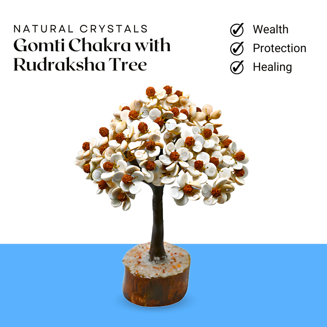 Gomati Chakra with Rudraksha Tree – 100 Beads Good Luck & Positive Energy Showpiece for Home Décor