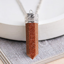 Load image into Gallery viewer, Goldstone Pencil Pendant with Chain - Helps in Confidence, Motivation, and Positive Energy - Suitable for All
