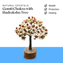 Load image into Gallery viewer, Gomati Chakra with Rudraksha Tree – 100 Beads Good Luck &amp; Positive Energy Showpiece for Home Décor
