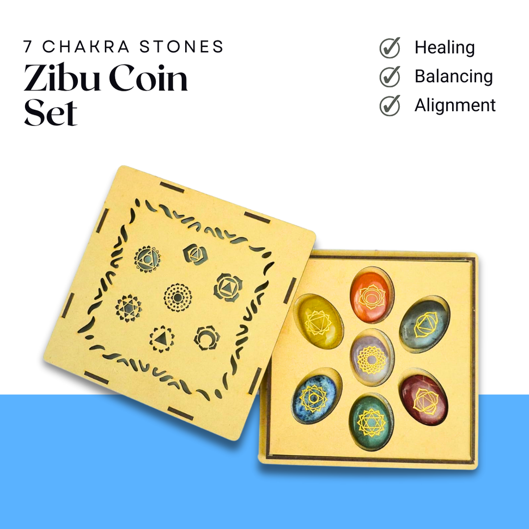 Zibu Coins Reiki Healing Set - Oval Crystals for Energy Balancing and Chakra Healing