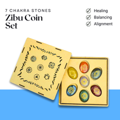 Zibu Coins Reiki Healing Set - Oval Crystals for Energy Balancing and Chakra Healing