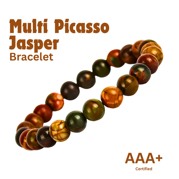 Close-up of Multi Picasso bracelet showing intricate details and natural Multi Picasso stone.