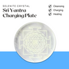 Selenite Charging Plate with Engraved Sri Yantra — Healing Stone for Reiki Healing, Feng Shui & Energy Cleansing