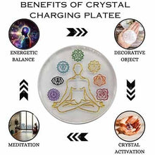 Load image into Gallery viewer, 7 Chakra Natural Engraved Selenite Crystal Charging Plate for Healing, Meditation &amp; Crystal Cleansing
