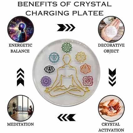 7 Chakra Natural Engraved Selenite Crystal Charging Plate — Healing Stone for Meditation, Reiki & Crystal Cleansing