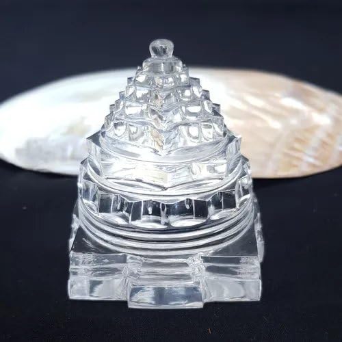 Sphatik Shree Yantra Original Crystal Idol — AAA Grade Clear Quartz Healing Stone for Meditation, Pooja & Energy Cleansing (20–25g) — Certified