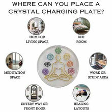 Load image into Gallery viewer, 7 Chakra Natural Engraved Selenite Crystal Charging Plate for Healing, Meditation &amp; Crystal Cleansing
