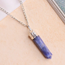 Load image into Gallery viewer, Sodalite Stone Pendant – Healing Crystal Pencil Necklace for Intuition &amp; Clarity

