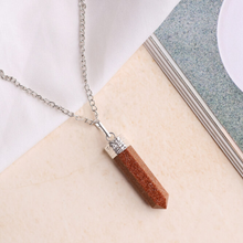 Load image into Gallery viewer, Goldstone Pencil Pendant with Chain - Helps in Confidence, Motivation, and Positive Energy - Suitable for All
