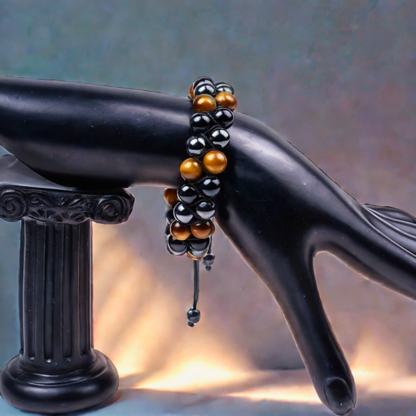 Lifestyle shot of a Dual Layer Triple Protection bracelet on a person's wrist, emphasizing comfort and beauty.