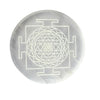 Selenite Charging Plate with Engraved Sri Yantra — Healing Stone for Reiki Healing, Feng Shui & Energy Cleansing