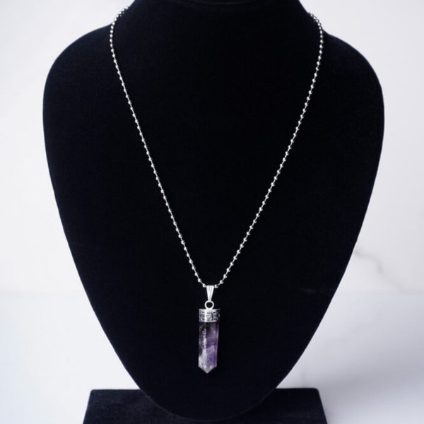 Amethyst Pendant – Pencil Necklace for Calmness, Intuition & Spiritual Growth