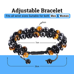 Dual Layered Triple Protection Bracelet – Unisex Healing Crystal Jewelry for Confidence, Strength & Balance